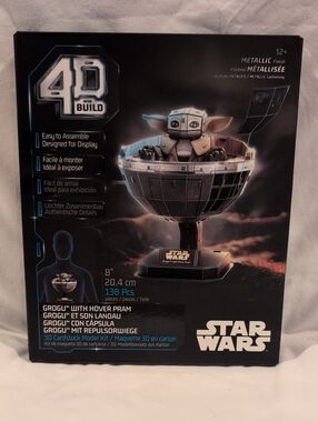 Star Wars Grogu in Metallic Silver Hover Pram 4D Build Kit